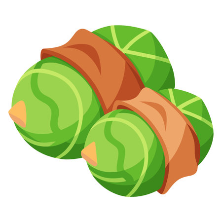 Green Brussels sprouts wrapped in smoked bacon. AI generated. Vector iconのイラスト素材