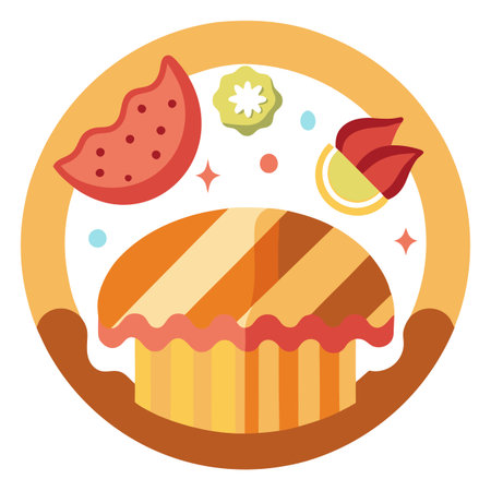 Comforting mushroom and bacon quiche perception. AI generated. Vector icon