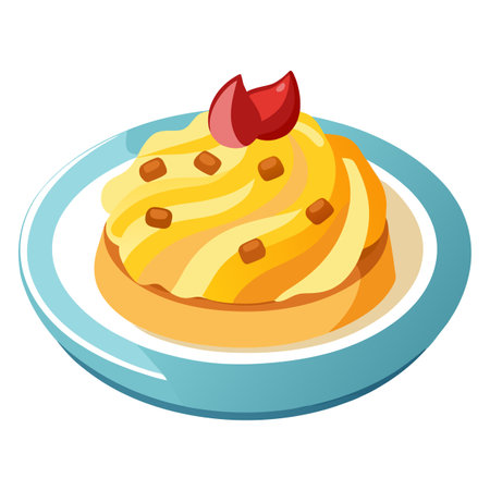 A plate of mashed potatoes with bacon and cheese on top. AI generated. Vector iconのイラスト素材