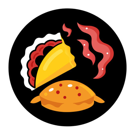 Empanadas with pimento cheese and bacon on a black background. AI generated. Vector iconのイラスト素材