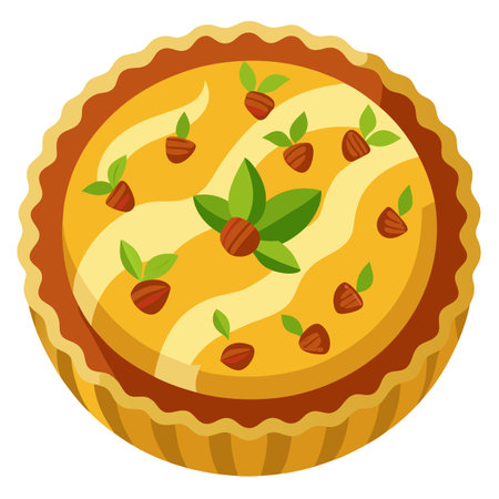 A golden-brown quiche with bacon, herbs, and a flaky crust. AI generated. Vector iconのイラスト素材