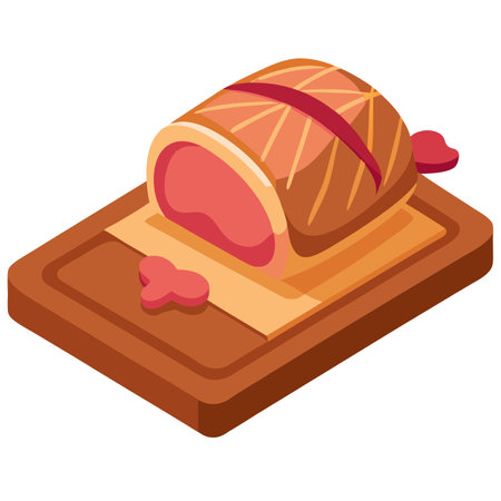 Beef Wellington on wooden board isolated on white background, . AI generated. Vector iconのイラスト素材