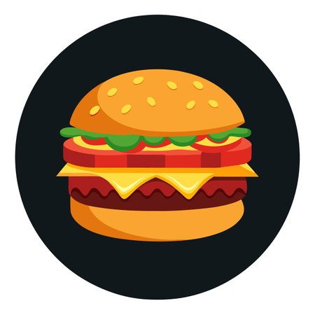 Delicious gourmet burger with bacon and cheese on dark background. AI generated. Vector iconのイラスト素材