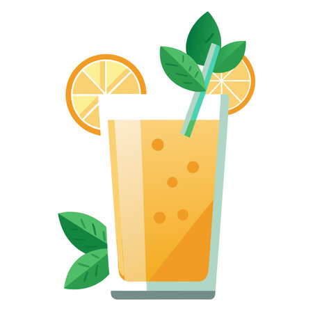 Fresh Citrus Beverage with Mint and Orange in Glass Selective Focus. AI generated. Vector iconのイラスト素材