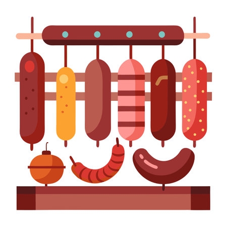 Crispy fried bacon with crunchy fly in the air on pastel background. AI generated. Vector iconのイラスト素材