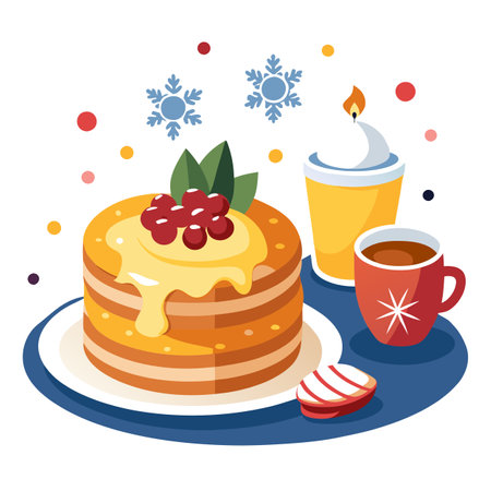 A light brown puppy with a short coat and floppy ears is sitting next to a plate of bacon strips. Th. AI generated. Vector iconのイラスト素材