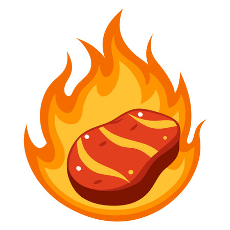Steak fire background. AI generated. Vector iconのイラスト素材