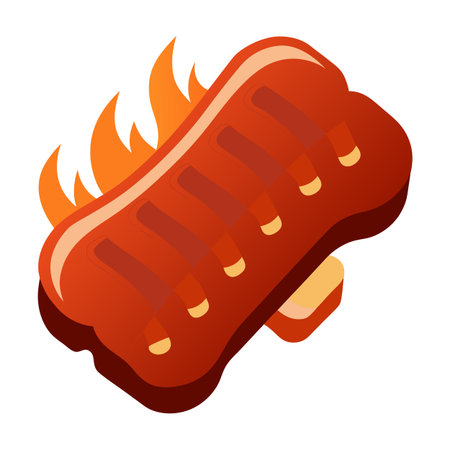 Juicy grilled spare ribs. AI generated. Vector iconのイラスト素材