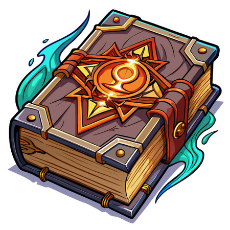 Ancient sealed mystery book, necronomicon. White or transparent background, png. . AI generated....