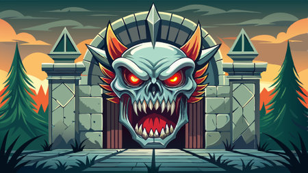 Background scary old cement wall concept of horror and Halloween. AI generated. Vector icon