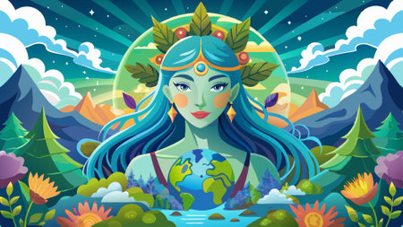 Concept image depicting Gaia or Mother Nature. ..AI generated. Vector icon