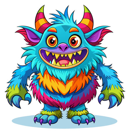 Cringe and furry cartoon colorful monster. AI generated. Vector iconのイラスト素材