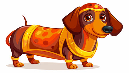 Dachshund in a hot dog costume Isolated on white background. AI generated. Vector iconのイラスト素材