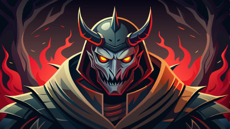 Dark menacing devil figure shrouded in shadows. AI generated. Vector icon