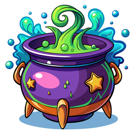 A witch cauldron isolated on white background - . AI generated. Vector iconのイラスト素材
