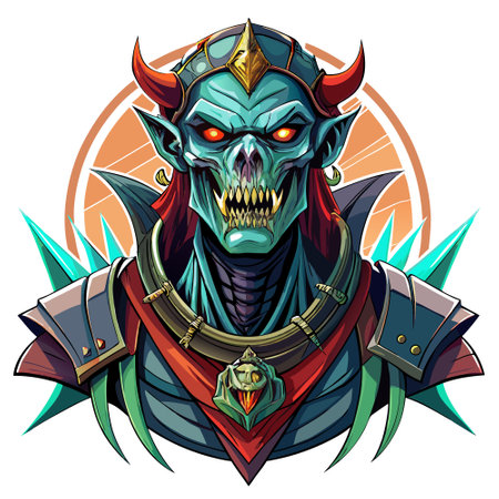 Hall ghoul lord, digital art illustration. AI generated. Vector iconのイラスト素材