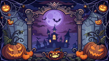 Gothic dark square frame halloween mockup. AI generated. Vector iconのイラスト素材