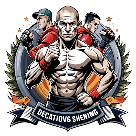 Pro Fighter Training Boxing Mixed Martial Arts MMA Dedication Striving for Success and Championship. AI generated. Vector iconのイラスト素材
