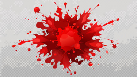 Red paint splatter on transparent background.. AI generated. Vector iconのイラスト素材