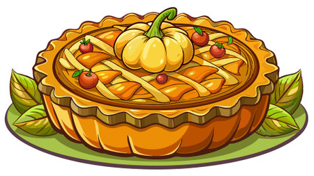 Pumpkin pie isolated on a transparent background, . AI generated. Vector iconのイラスト素材