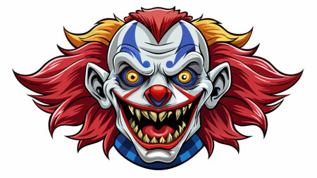 Scary Horror Clown Mask Isolated on White. . AI generated. Vector iconのイラスト素材