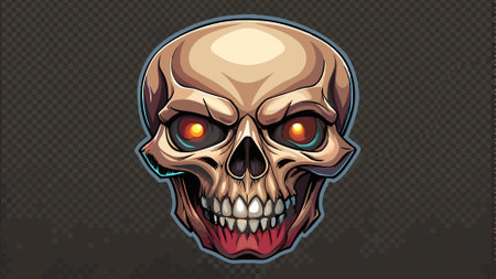 Skull isolated on transparent background, front view, . AI generated. Vector iconのイラスト素材