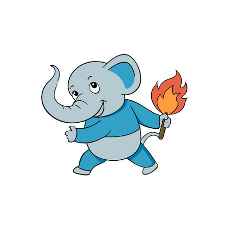 Animals with the power of blazing fire elephant. AI generated. Vector iconのイラスト素材