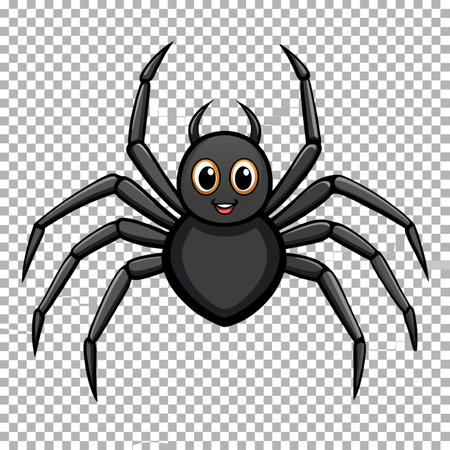 Black spider isolated on transparent background cutout. AI generated. Vector iconのイラスト素材