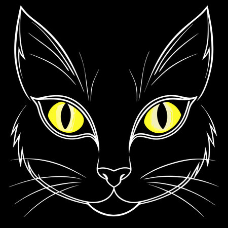 Bright glowing cats eyes against a dark background. Hal. AI generated. Vector iconのイラスト素材
