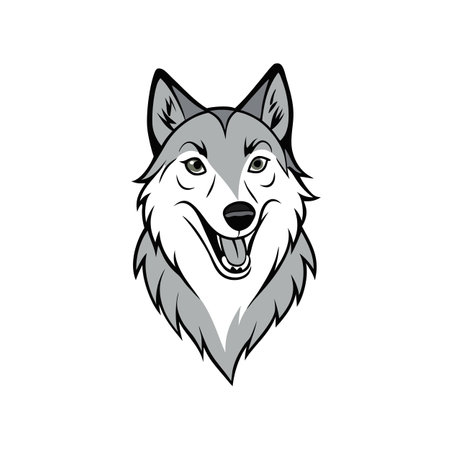 Creative portrait of howling wolf in watercolor style isolated on . AI generated. Vector icon
