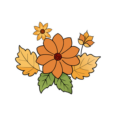 Fall Autumn Watercolor Clip Art. Watercolor Flowers Illustration. . AI generated. Vector iconのイラスト素材