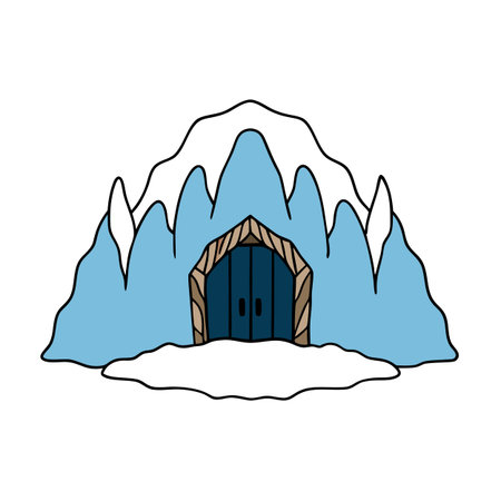 Entrance or mouth of cave in ice landscape. . AI generated. Vector icon