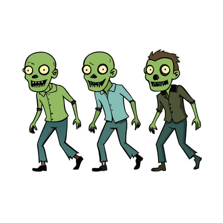 Group of undead zombies walking towards the camera. Designed using . AI generated. Vector iconのイラスト素材