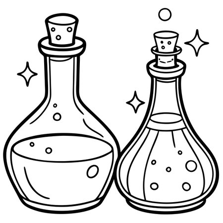 Gorgeous glass bottles tinted with watercolor for fragrance and magical. AI generated. Vector iconのイラスト素材