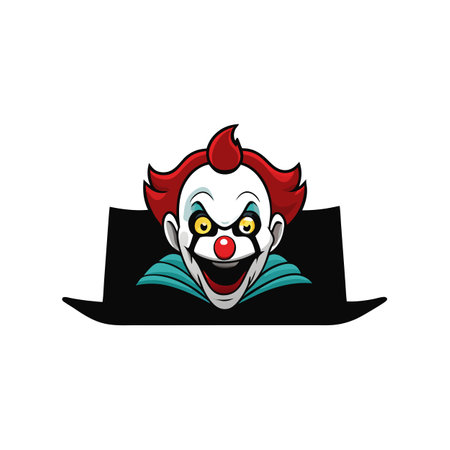 Halloween. frightening scary evil clown. looking at you. peeking. AI generated. Vector iconのイラスト素材
