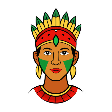 Indigenous Colors. A Captivating Face Photo of a Native Brazilian. AI generated. Vector iconのイラスト素材
