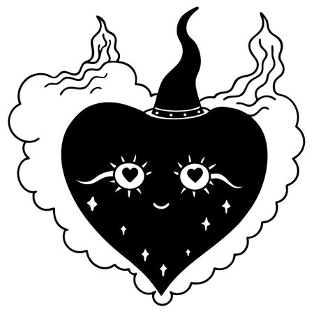 Interlacing black heart of a witch in the fog. unusual art halloween. AI generated. Vector iconのイラスト素材