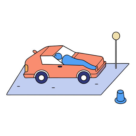 Mysterious scene of the body lying down at car parking. by AI. AI generated. Vector iconのイラスト素材