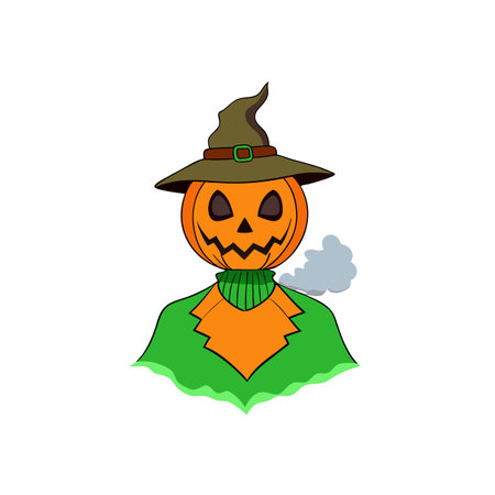Oil painting of a frightening halloween scarecrow jackolantern on . AI generated. Vector iconのイラスト素材