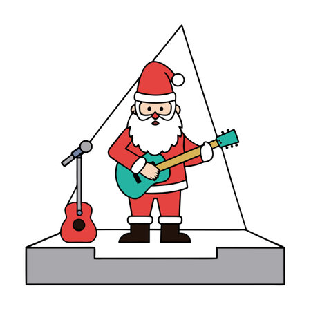 Santa Claus. Rocking and Shredding The Electric Guitar at Christmas. AI generated. Vector iconのイラスト素材