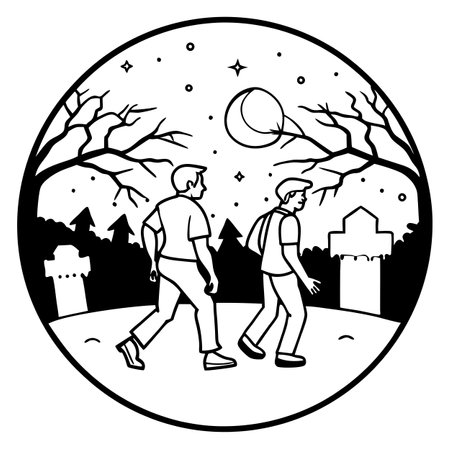 The walking dead are coming against the background of the night sky. AI generated. Vector iconのイラスト素材