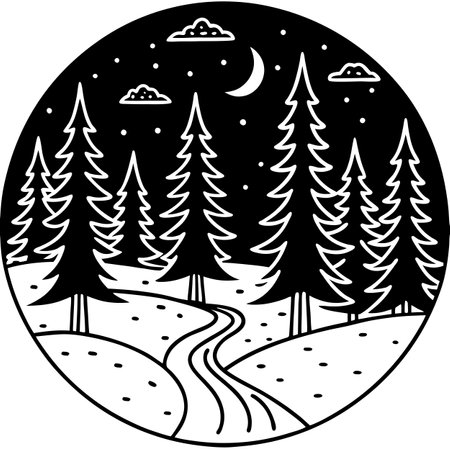 Vector background illustration that depicts a nocturnal adventure. AI generated. Vector iconのイラスト素材