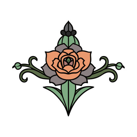 Watercolor Floral Gothic Arrangement Isolated on White Background. . AI generated. Vector iconのイラスト素材