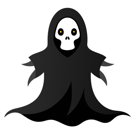 A ghost with a black robe. transparent background png. AI generated. Vector iconのイラスト素材