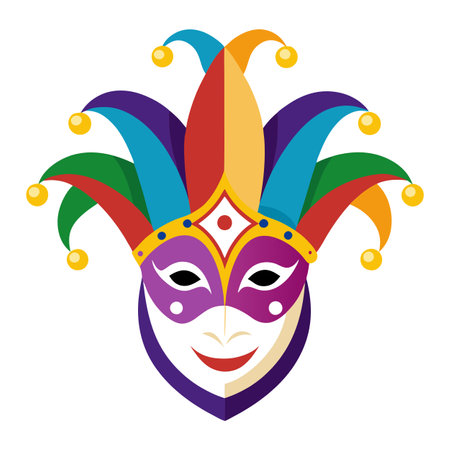 Colorful Mardi gras carnival masks. Traditional Venice festival. AI generated. Vector iconのイラスト素材