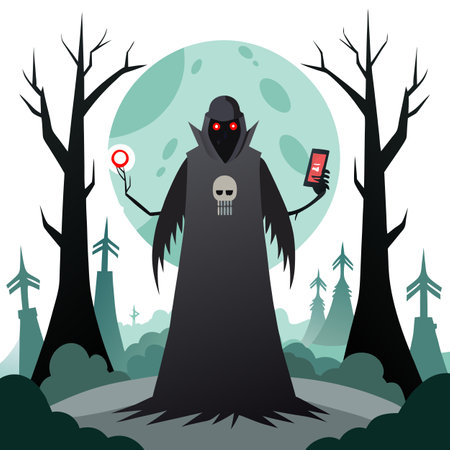 Creepy evil cult at haunted foggy forest background. technology.. AI generated. Vector iconのイラスト素材