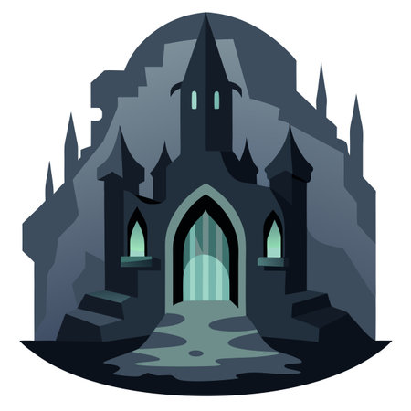 Damp gothic dungeon. created by a neural network. technology. AI generated. Vector iconのイラスト素材
