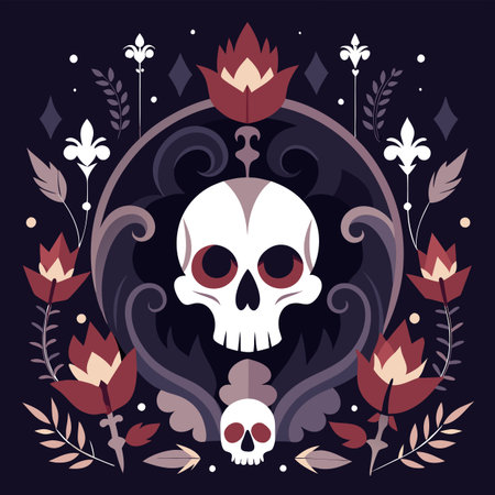Dark moody baroque background for Halloween with school. AI generated. Vector iconのイラスト素材