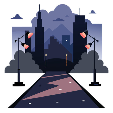 Dark street. asphalt abstract dark background. empty dark scene. . AI generated. Vector iconのイラスト素材