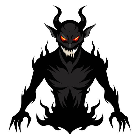 Demon of evil. the essence of horror and nightmare darkness. black. AI generated. Vector iconのイラスト素材